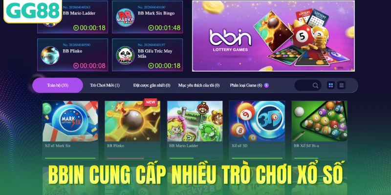 BBIN cung cấp nhiều trò chơi xổ số
