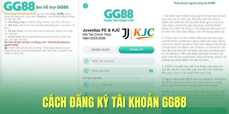 Cách đăng ký tài khoản GG88