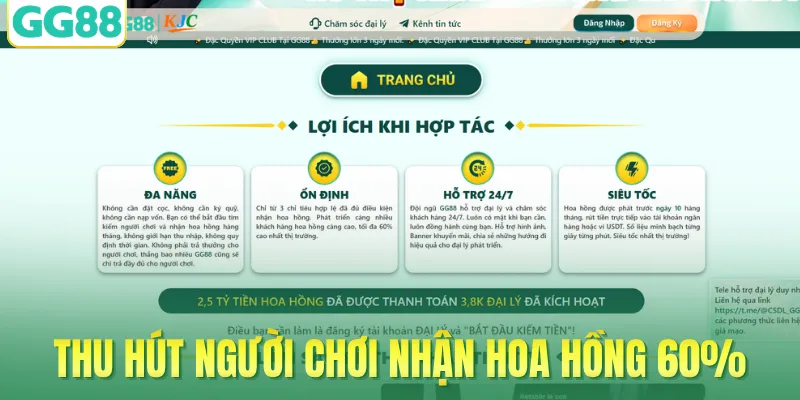 Chiến lược thu hút người chơi nhận hoa hồng 60%