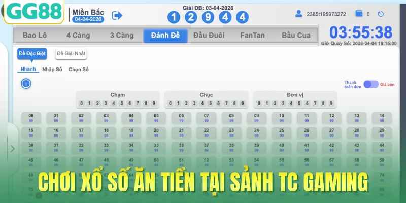 Chơi xổ số ăn tiền tại sảnh TC Gaming