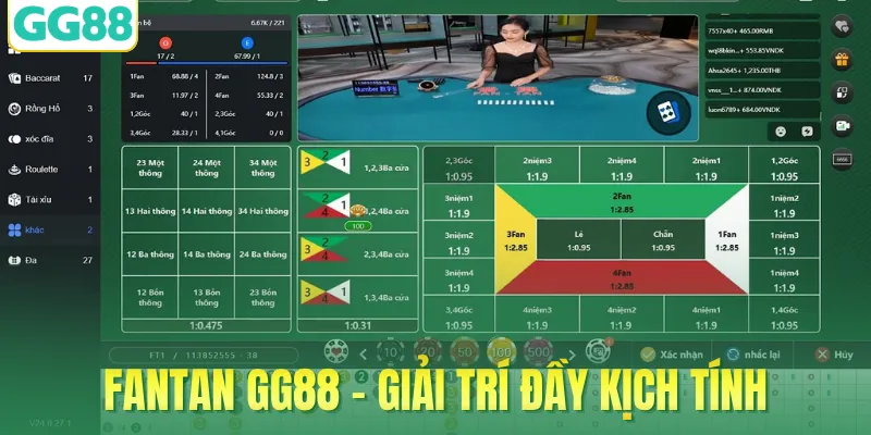 Fantan GG88 trải nghiệm giải trí đầy kịch tính