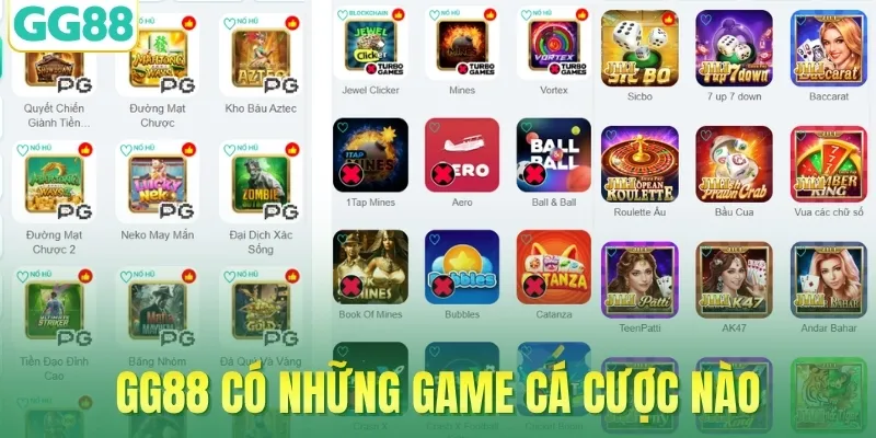 GG88 có những game cá cược nào