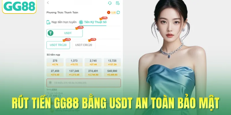Rút tiền GG88 bằng USDT an toàn bảo mật cao