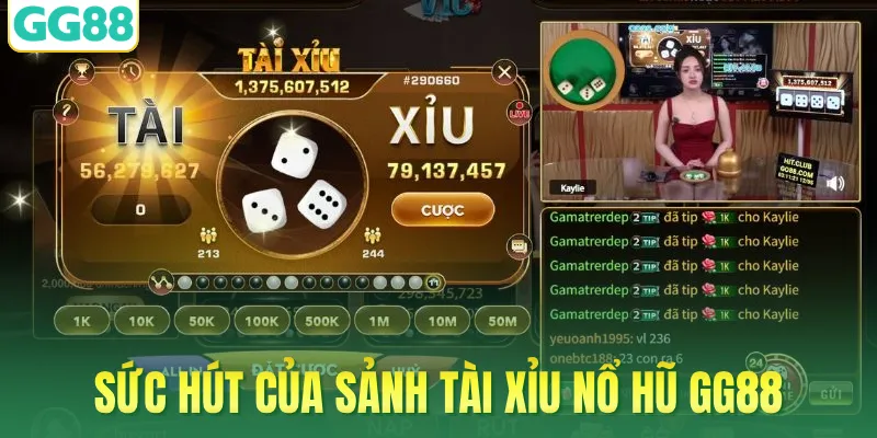 Sức hút của sảnh tài xỉu nổ hũ GG88 với người chơi